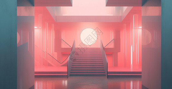 有生命力的光简约时尚有楼梯的抽象卡通房间设计图片