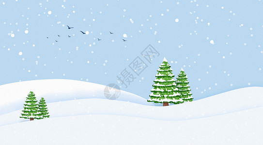 带雪松树冬天下雪场景设计图片