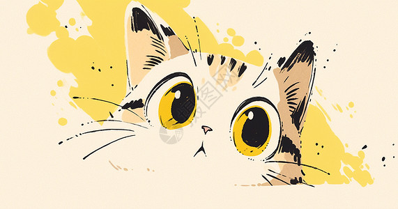 可爱猫头大眼睛可爱的卡通小猫插画