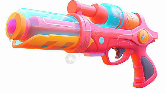 水枪玩具白色背景上彩色漂亮的可爱卡通玩具枪设计图片