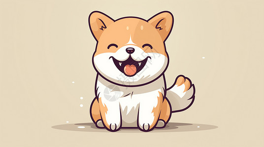 动物动作可爱的卡通小黄狗开心笑插画