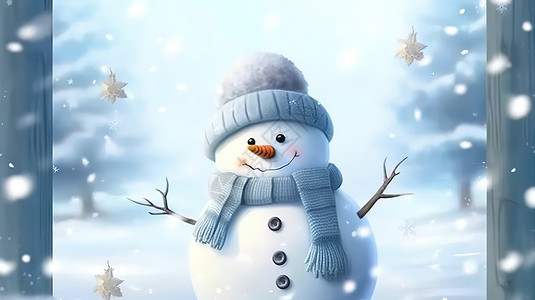 可爱的冬天雪人背景图片
