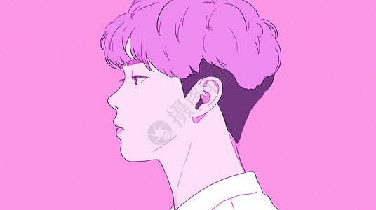 紫色调时尚的卡通大男孩背景图片
