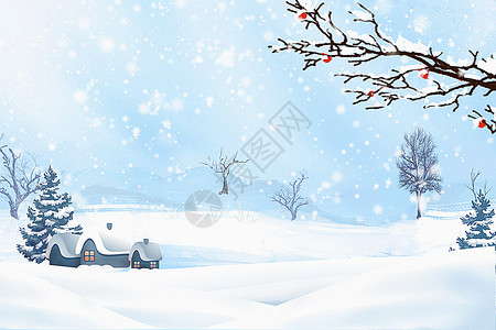 雪山脚下唯美冬天背景设计图片