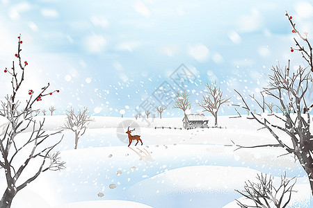 梅花上雪冬天雪地场景设计图片