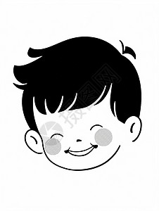 眼睛眯成一条缝的可爱卡通小男孩头像简笔画插画