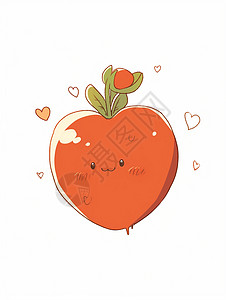 白色西红柿萝卜爱心卡通儿童插画插画