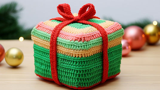 圣诞针织手工礼物盒背景图片
