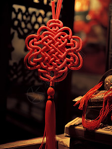 春节挂件红绳手工编织背景图片