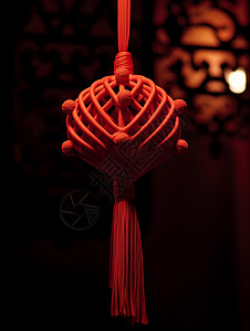 红绳编织喜庆的传统挂件背景图片