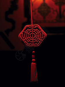 春节挂件流苏红绳编织挂件插画