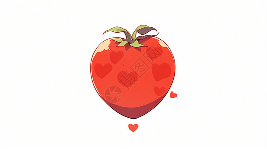 红色爱心形状可爱的卡通西红柿背景图片