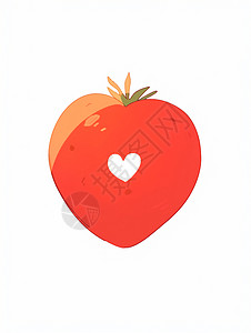 一颗番茄形状西红柿中间有一颗白色小插画