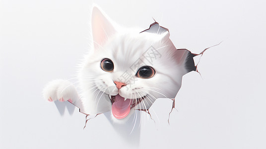 企业形象展示墙萌萌的可爱卡通小猫形象插画