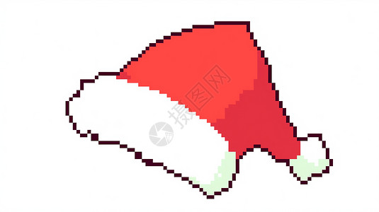 红色简约可爱的卡通圣诞帽马赛克风背景图片