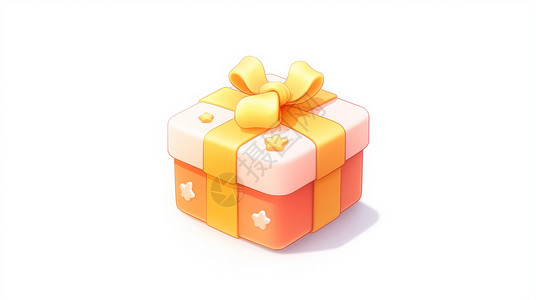 3d礼物盒有小星星装饰的可爱卡通礼物盒插画