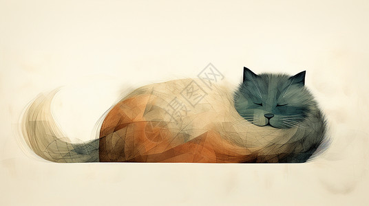 抽象可爱的卡通猫在睡觉背景图片