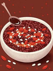 一碗豆子一碗美味的卡通豆子粥插画