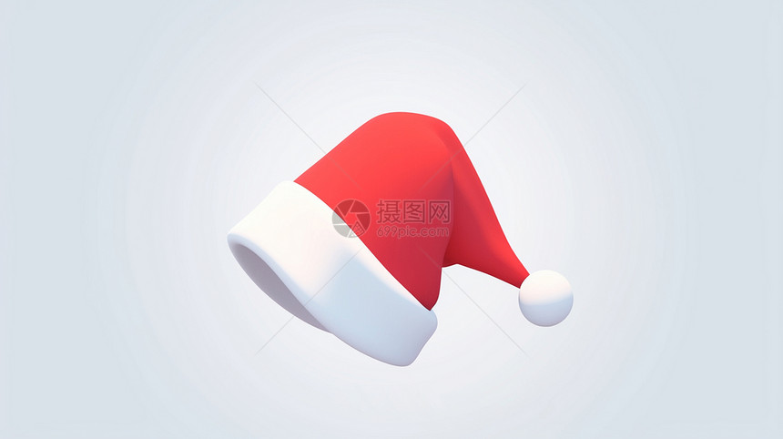 有白边和毛球的红色可爱卡通圣诞帽图片
