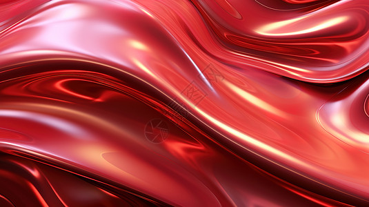 液态背景红色金属质感流体插画