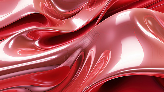 红色背景质感金属质感红色液态流体插画