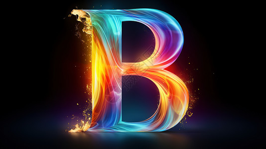 立体英文字母b彩虹大写英文字母B插画