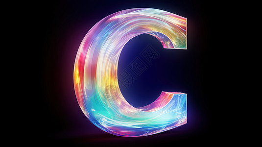 彩虹光波大写英文字母C背景图片