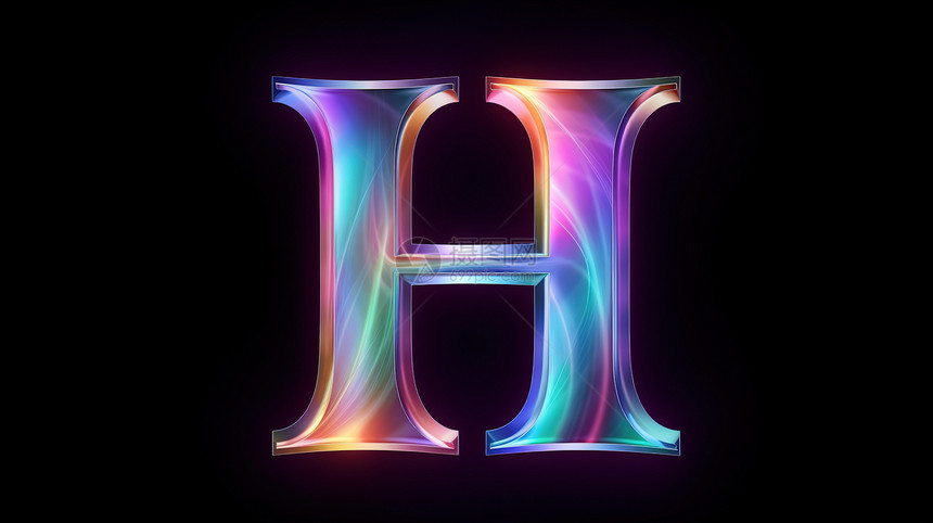大写彩虹光波字母H图片