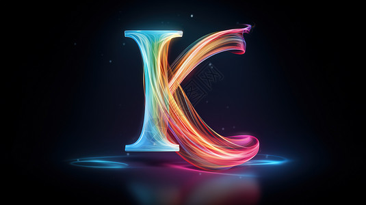 彩虹光波大字字母K背景图片