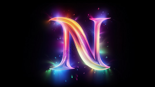 彩虹光波字母N背景图片