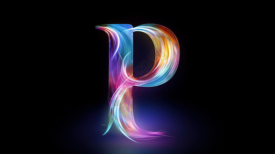彩虹光波大字字母P背景图片