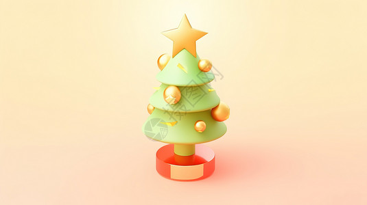 绿色圣诞树3D图标背景图片