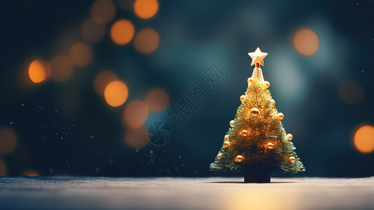 圣诞室内场景迷你可爱的圣诞树插画