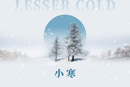 雪松叶小寒创意雪景雪松设计图片