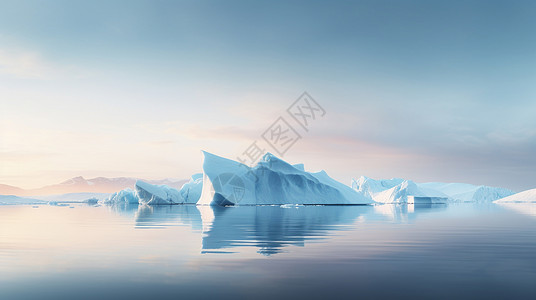 身体健康卡通冬天湖面上一座高大的唯美风景背景