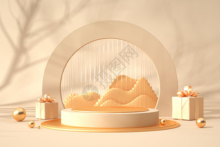 橄榄油礼盒简约光影展台设计图片