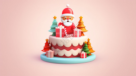 可爱的圣诞甜品3D图标背景图片