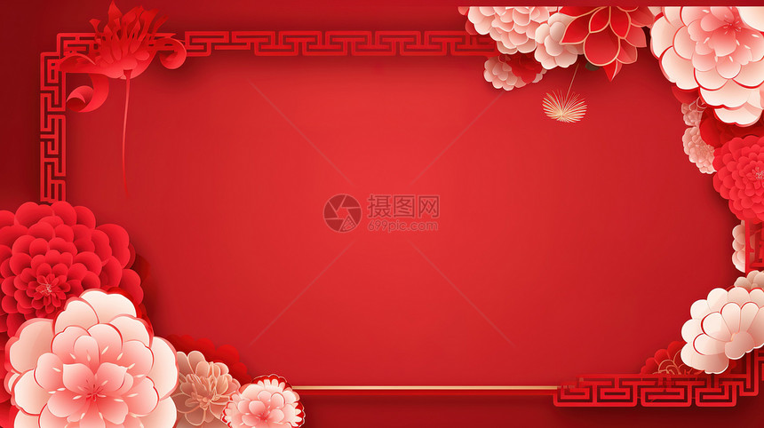 喜庆新春牡丹花背景图片