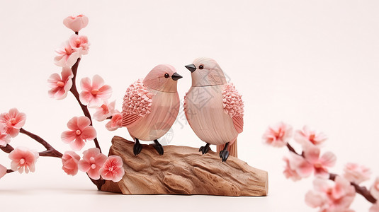 春天梅花和小鸟背景图片