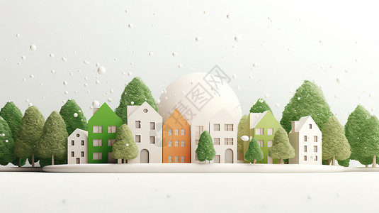 开发商住宅房屋3D图标插画