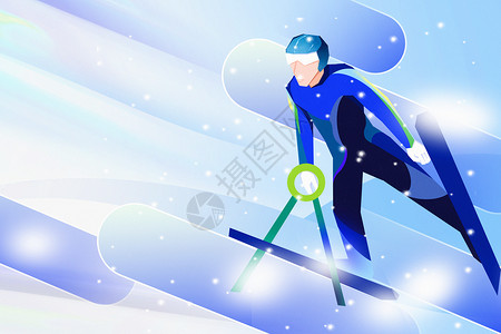 滑雪雪橇冬季滑雪背景设计图片