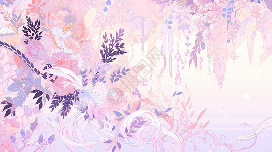 抽象梦幻的浅粉色系卡通花朵背景背景图片