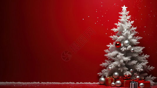 圣诞树红色节日背景背景图片