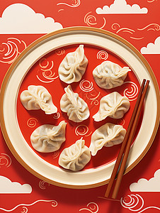 春节传统美食美味的饺子背景图片