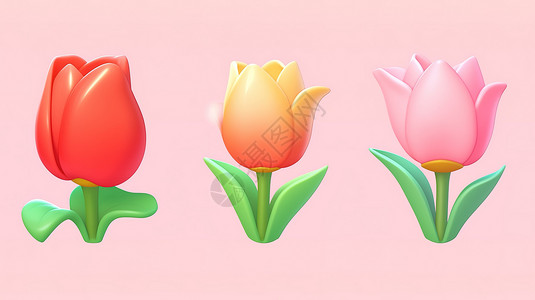 3D郁金香花朵背景图片