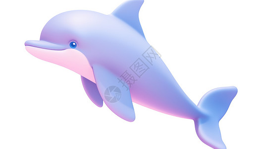可爱的3D鲸鱼图标插画