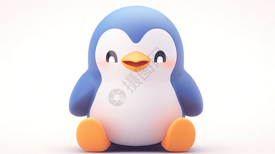 可爱的3D小企鹅背景图片