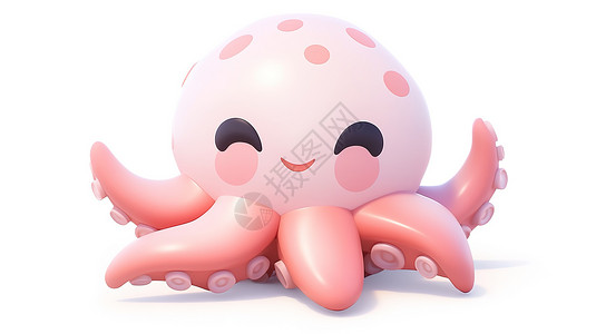 海洋可爱小章鱼3D可爱的小章鱼图标插画