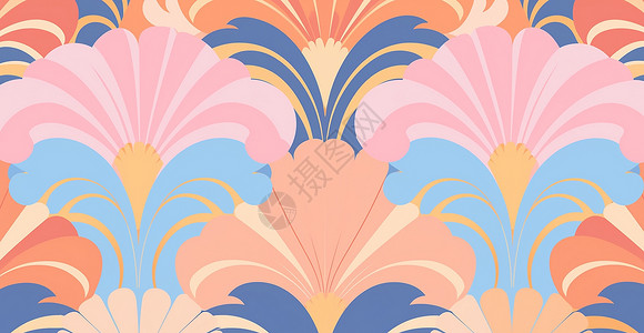 浅色系抽象贝壳花朵卡通图案背景图片