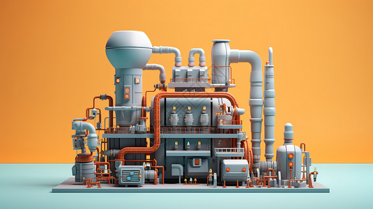 工厂机械管道概念抽象3D背景图片